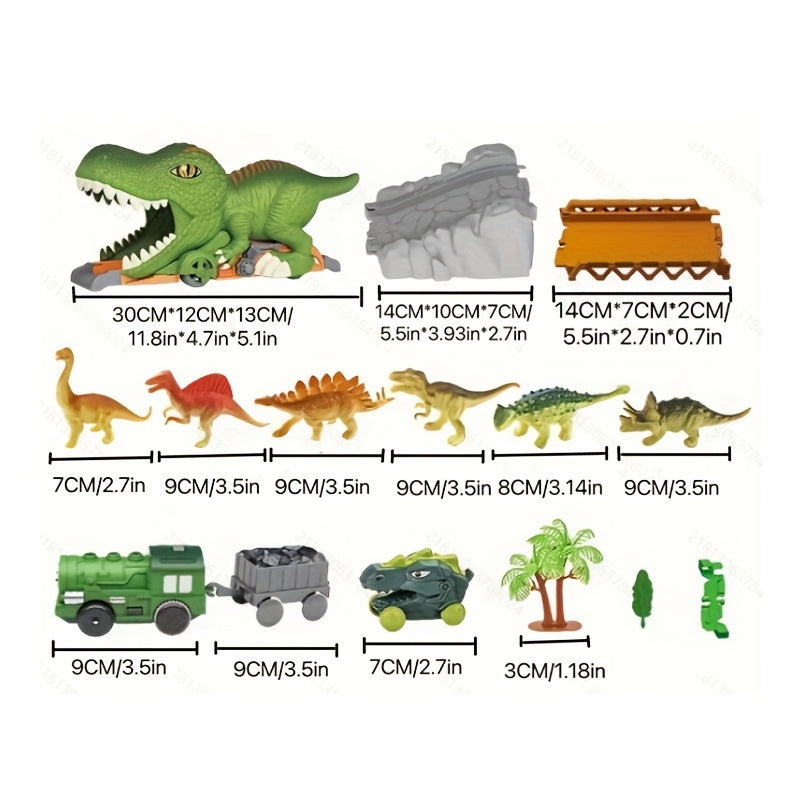 Electric Dinosaur Track Dinosaur Swallowing Car Sliding Dinosaur Electric Train Random Toy Car Combination Set 121pcs