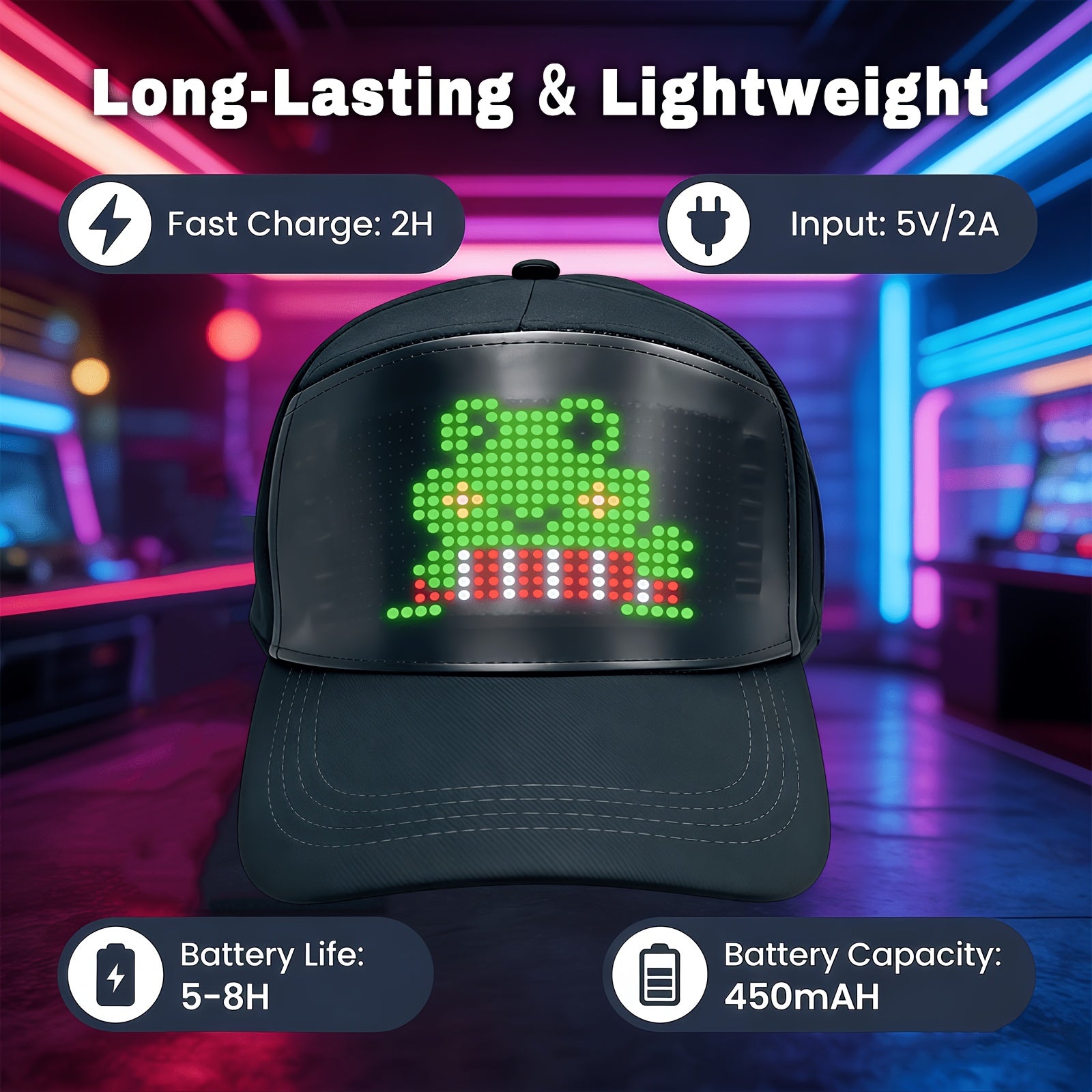 4Th of July Decor: 2026 New LED Hat, Controlled Via Multilingual App for Editing of Lights (Text, Music, Images, Drawings), Suitable for Parties, Club Dance Voting, a Cool And Trendy Gift, Suitable for Boys And Girls, Father'S Day Gift
