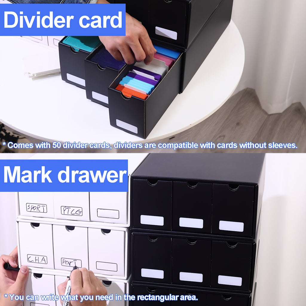 Trading Card Storage Box, Storage Box With 50 Dividers, Cardboard Card Boxes For Sports Card, Baseball, TCG, Playing Cards, 12 Drawer