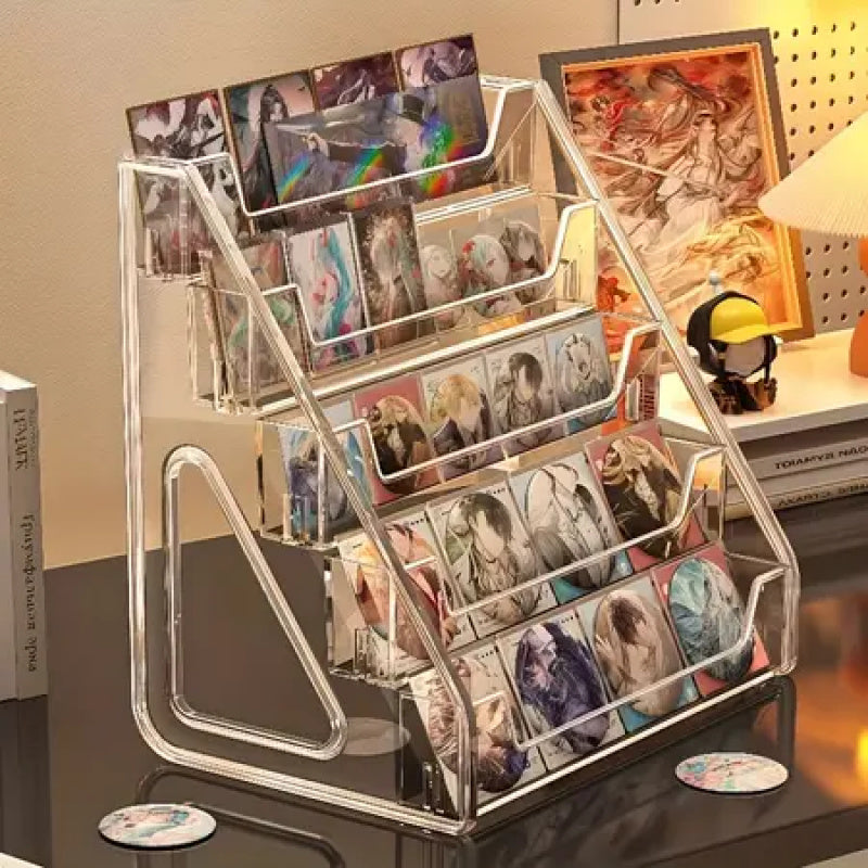 3/5-Tier Vertical Collectible Card Display Stand Compatible for PSA BGS SGC Graded Cards, Snap-in Assembly Suitable for Baseball & Basketball Trading Card Showcase, Desktop Holder for PSA/BGS/SGC Card Display