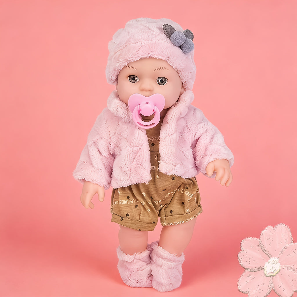 1 Lifelike 12 Inch/30cm Reborn Beautiful Doll, Including Hat, Socks, And Toy Pacifier Set, Lifelike Children's Toys, Suitable for Party Games, The Best Gift for Children On Christmas And Halloween, Girls Love Home Toys The Most