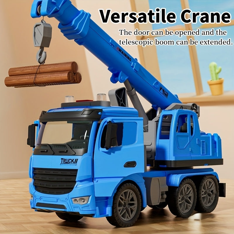Huge Inertia Crane Toy - Engineering Vehicle Toys with Interactive Track. Crane Boasts Telescopic Arm & Double Doors. Perfect As Christmas, Easter Or Birthday Gift for Young Builders