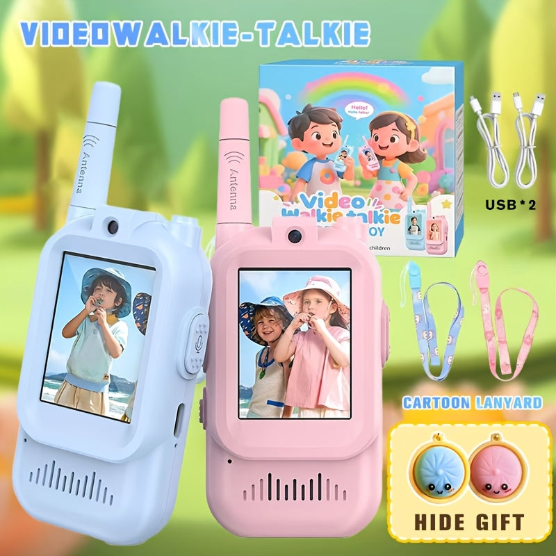 2pcs Children's Walkie-talkie Toys, 2.4GHz Wireless Walkie-talkies with Video Call And Voice-changing Functions, Equipped with High-definition Cameras, Long-distance Communication, Suitable for Children Aged 3-14, Ideal for Outdoor Play