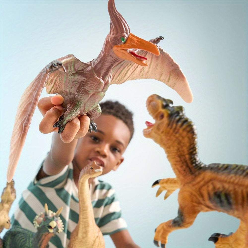 6pcs Large Dinosaur Figures with Educational Book, Jumbo Soft Dinosaur Toys for Toddlers 1+Years Old, Realistic Dinosaur Playset for Kids, Perfect Gift for Boys & Girls, for Christmas Party And Christmas Toys