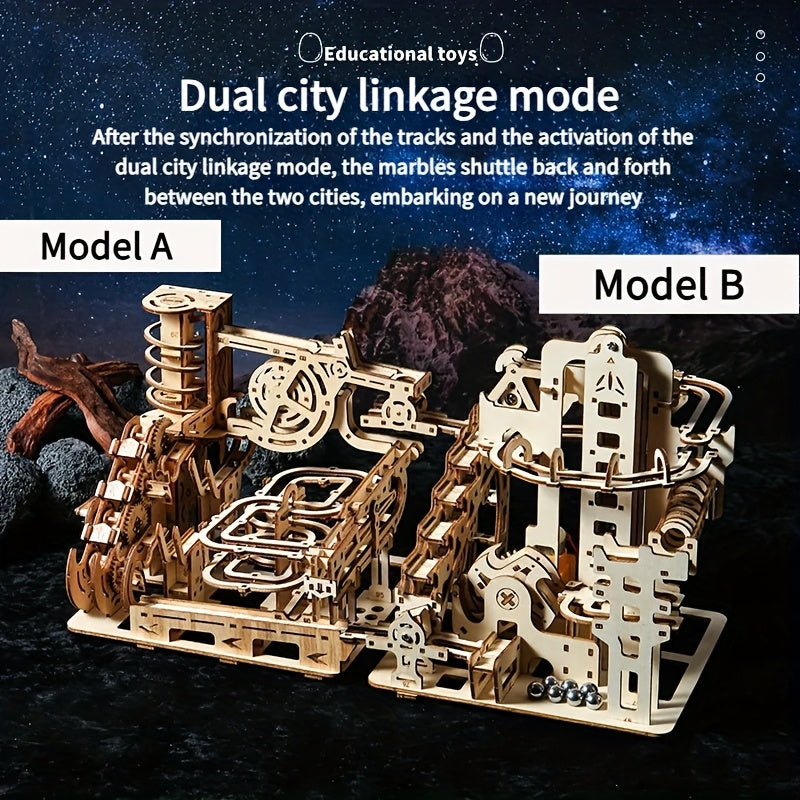 3D Puzzle For Adults, Wooden Ball Track, STEM Project, Two Sets Of Expansion For Male And Female Home Decoration Enthusiasts, High-difficulty Wooden Building Model Holiday Gift Birthday Gift