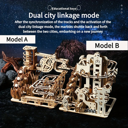 3D Puzzle For Adults, Wooden Ball Track, STEM Project, Two Sets Of Expansion For Male And Female Home Decoration Enthusiasts, High-difficulty Wooden Building Model Holiday Gift Birthday Gift