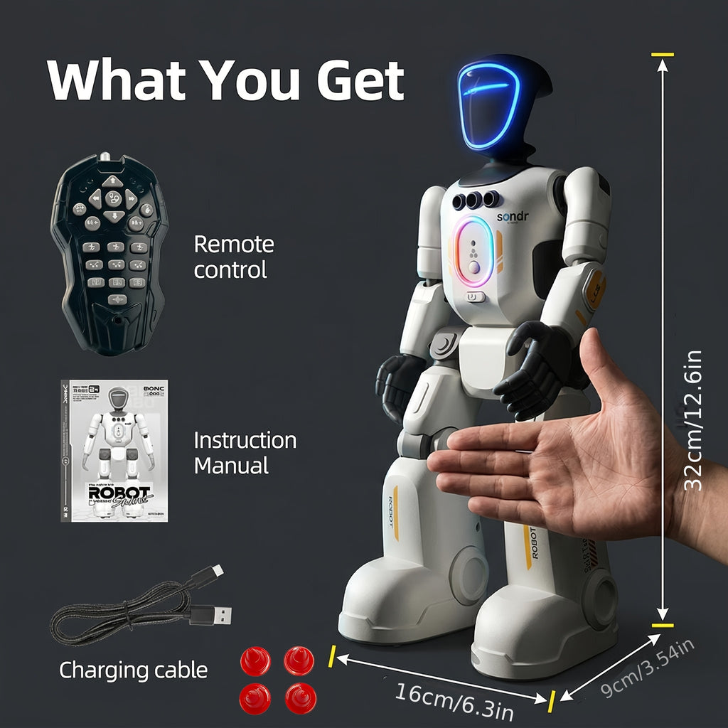 Advanced Humanoid Robot with Smart Remote, Pose-Controlled Joints, Gesture Sensors & Voice Recorder