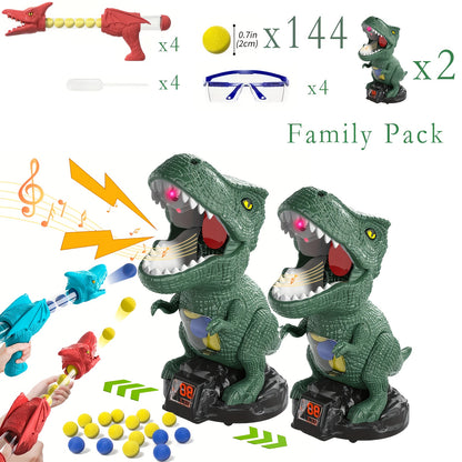 BZX Dinosaur Shooting Toy, Dinosaur Toys for Kids, 2 Air Pump Guns And 72 Foam Bullets, Hand-Eye Coordination Exercise Toy Gun, Kids Toys for 3, 4, 5, 6, 7, 8, 9 Year Olds, Easter Gifts for Kids