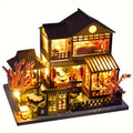 1pc DIY Miniature House Kit, Sakura Style House, Adult Building Dollhouse Kit, Wooden Dollhouse Kit, Model Building Kit, Halloween, Christmas Gift (Glue and Batteries Not Included)