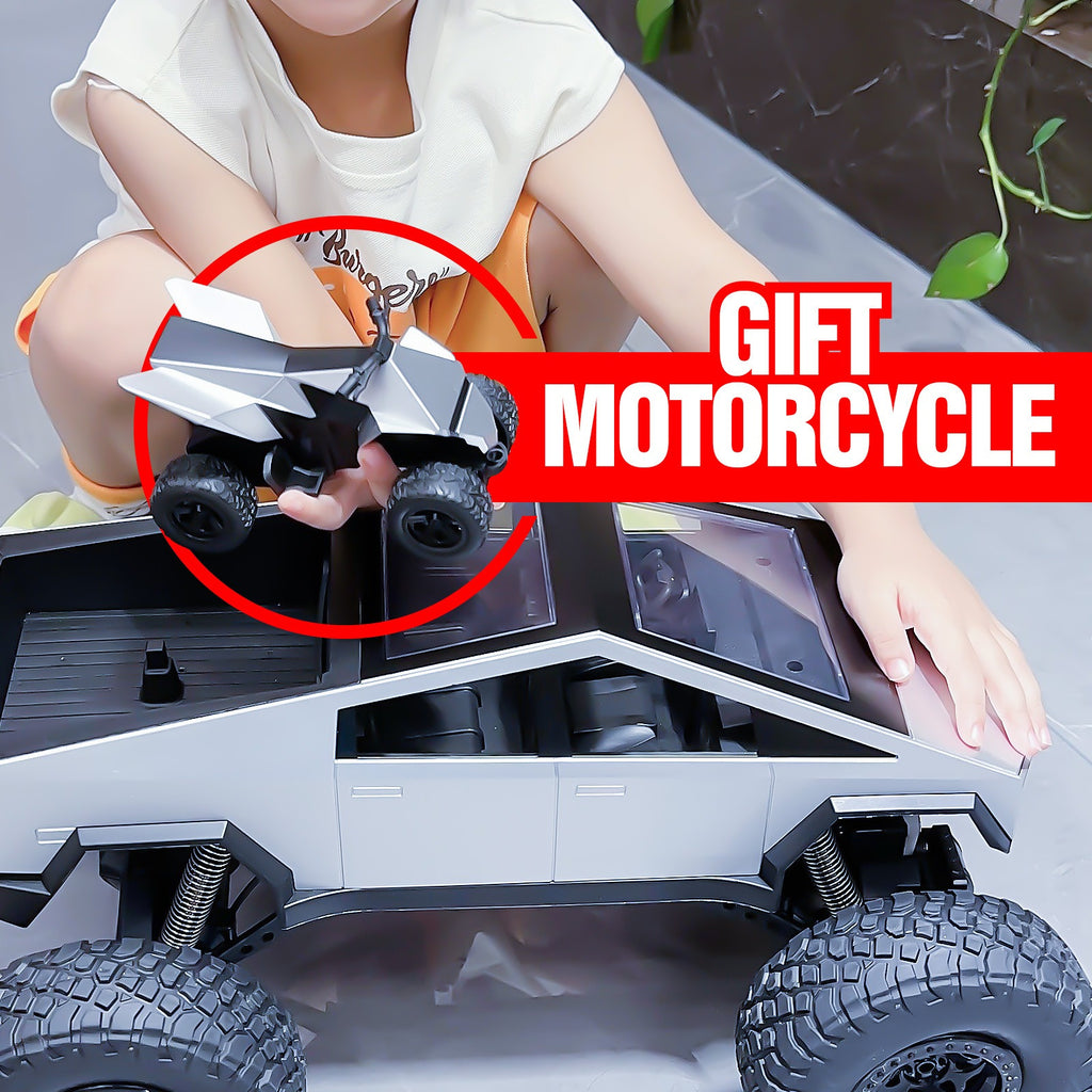 Huge RC Pickup Truck Remote Control truck Model Car with Free Gift Motorcycle Powerful Climbing Vehicle for All Various Terrains Great Christmas and New Year Gift for Kids Automobile