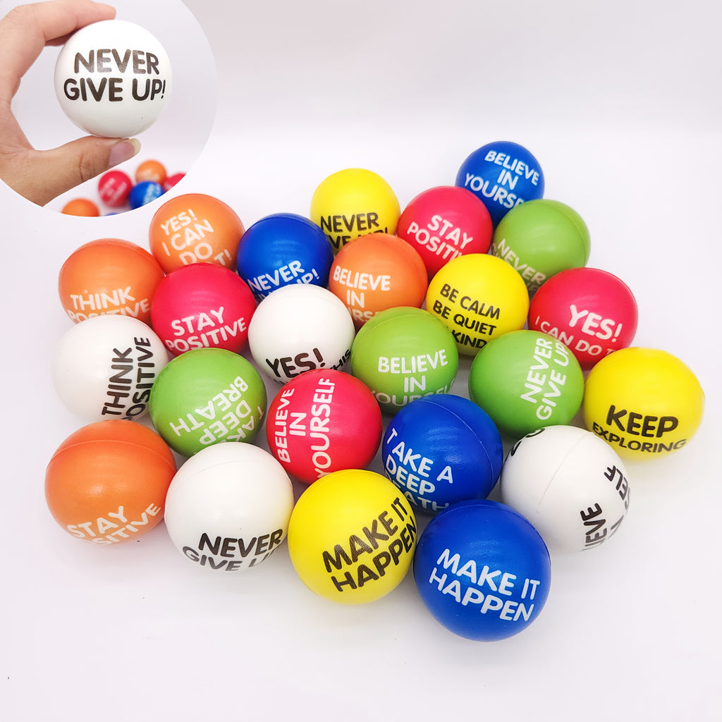 [Inspirational Sponge Balls] 30-Pack Inspirational Slogan Sponge Balls | 6.3cm Diameter, Classroom, Office, Team Building, Encouragement Reward, Creative Fun Hand Fitness Relaxation Ball, Party Event, Christmas Gift