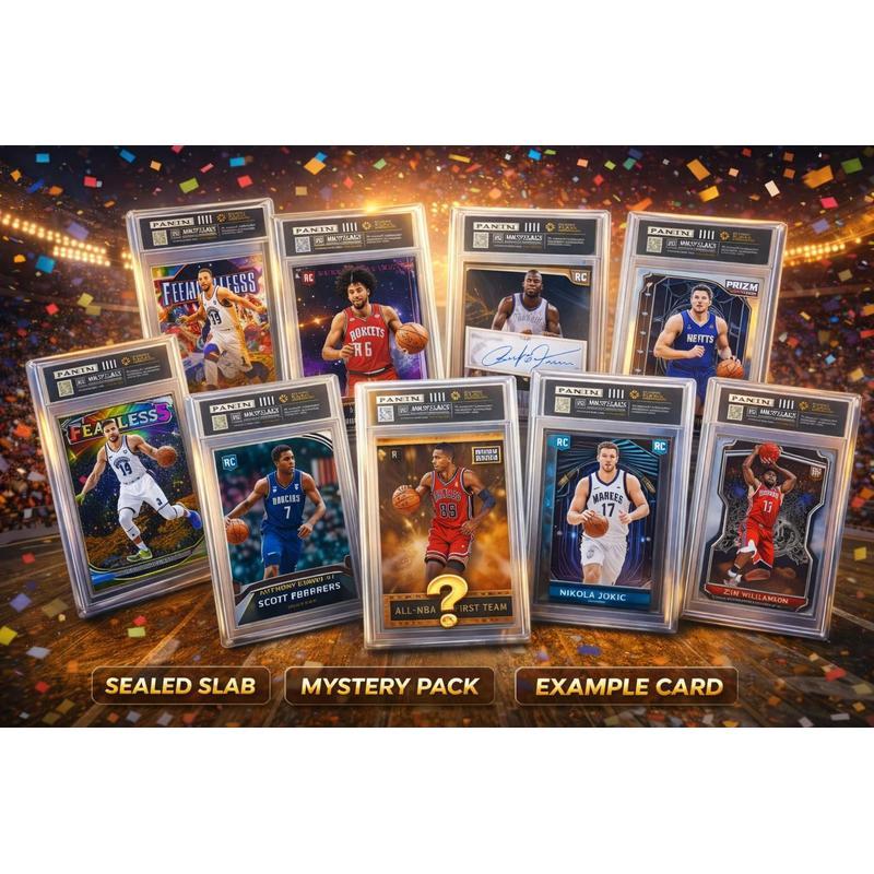 Basketball Collectible Random Card in Display Slab | Rookies, Stars, Autographs or Inserts Guaranteed | Panini & Topps Included | Perfect Gift for Kids & Collectors