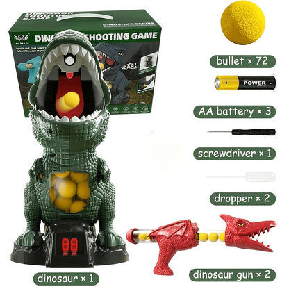 BZX Dinosaur Shooting Toy, Dinosaur Toys for Kids, 2 Air Pump Guns And 72 Foam Bullets, Hand-Eye Coordination Exercise Toy Gun, Kids Toys for 3, 4, 5, 6, 7, 8, 9 Year Olds, Easter Gifts for Kids