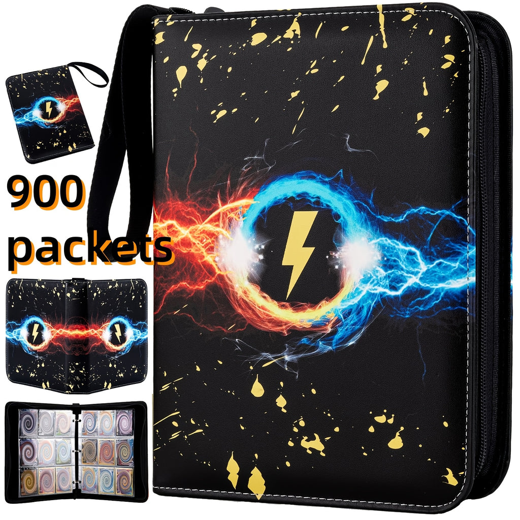 Trading Card Album for Collectors, 900 Card Capacity, 9 Pocket Card Binder with 50 Removable Sleeves, 3-Ring Card Holder for MTG, TCG, Sports Cards, Waterproof PU Leather