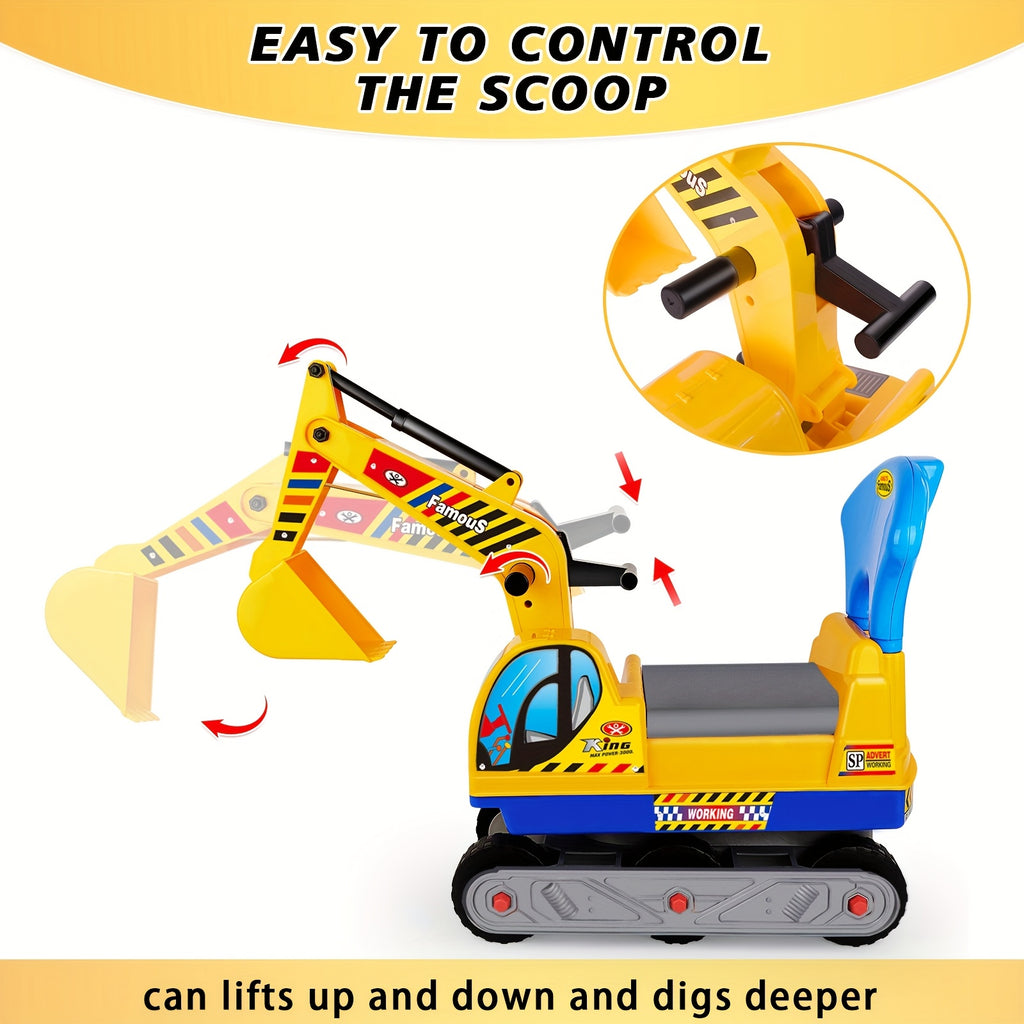 [Holiday Gift Birthday Gift] Large Ride-On Engineering Vehicle Toy - Manual-Powered Beach & Indoor Play, Ride On Toys Design Gifts with Safety Bumpers, Durable Construction Truck-Holiday Gift & Sturdy Build Quality Ages 3 4 5 6 +, Perfect Birthday Gift To