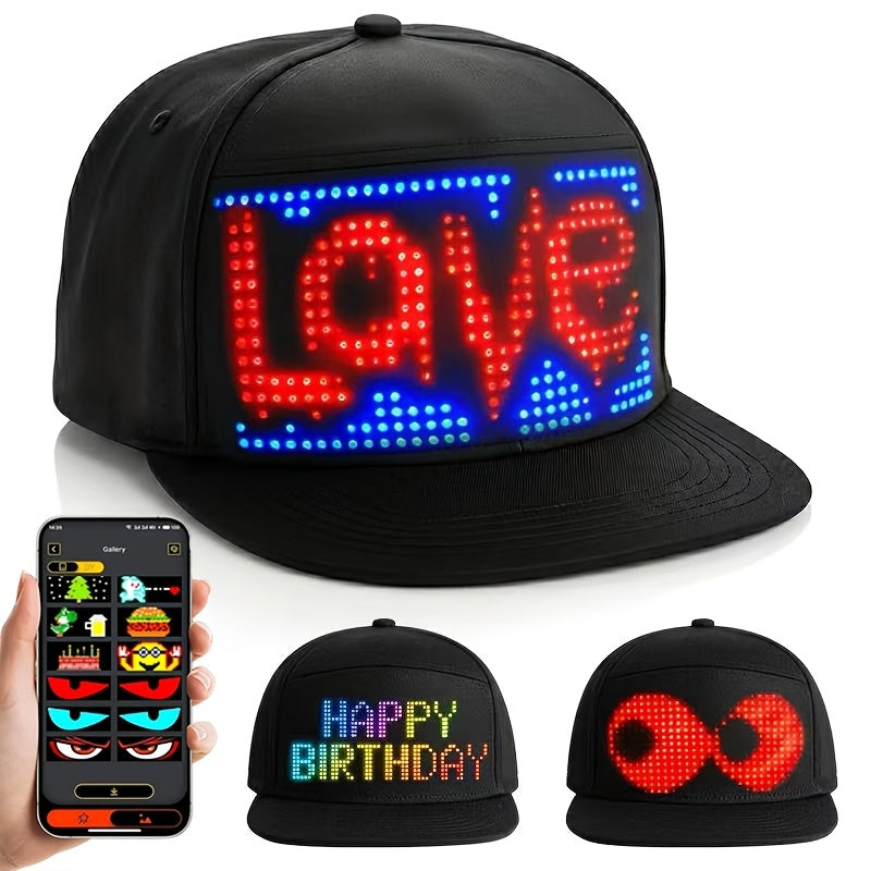 4Th of July Decor: 2026 New LED Hat, Controlled Via Multilingual App for Editing of Lights (Text, Music, Images, Drawings), Suitable for Parties, Club Dance Voting, a Cool And Trendy Gift, Suitable for Boys And Girls, Father'S Day Gift