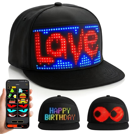 4Th of July Decor: 2026 New LED Hat, Controlled Via Multilingual App for Editing of Lights (Text, Music, Images, Drawings), Suitable for Parties, Club Dance Voting, a Cool And Trendy Gift, Suitable for Boys And Girls, Father'S Day Gift