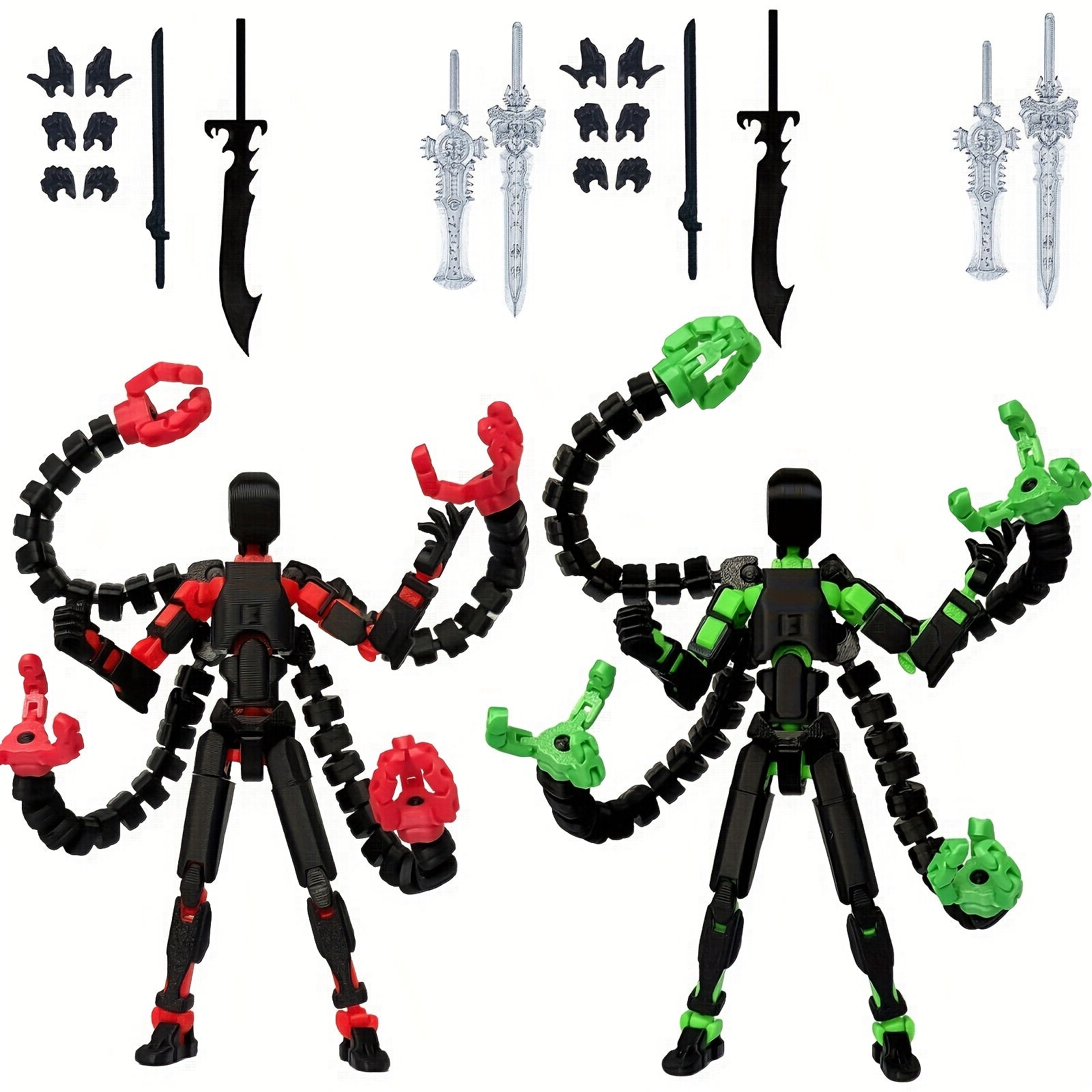 [2pcs T13 Action Doll Set] 2pcs T13 Action Doll Set (Assembled) | 3D Printed Multi Joint T 13 Action Doll, Multi Joint Mobile Robot Nova T-13 | Game Enthusiast Toy Desktop Decoration