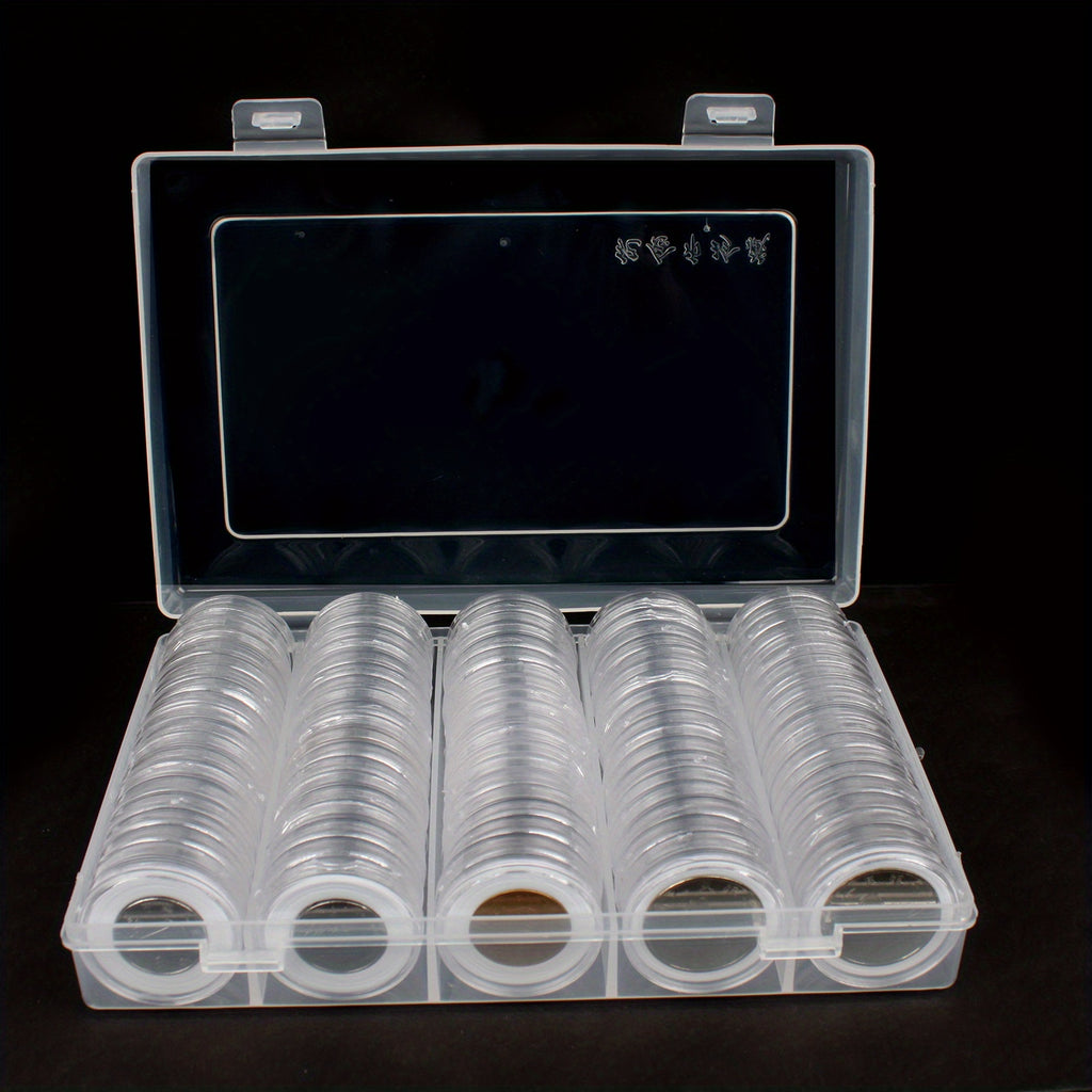 Clear Coin Capsules, Dollar Coin Holder, 100/200/300pcs Coin Holders For Collectors, Plastic Coin Case, Coin Protectors With Adjustable Gasket
