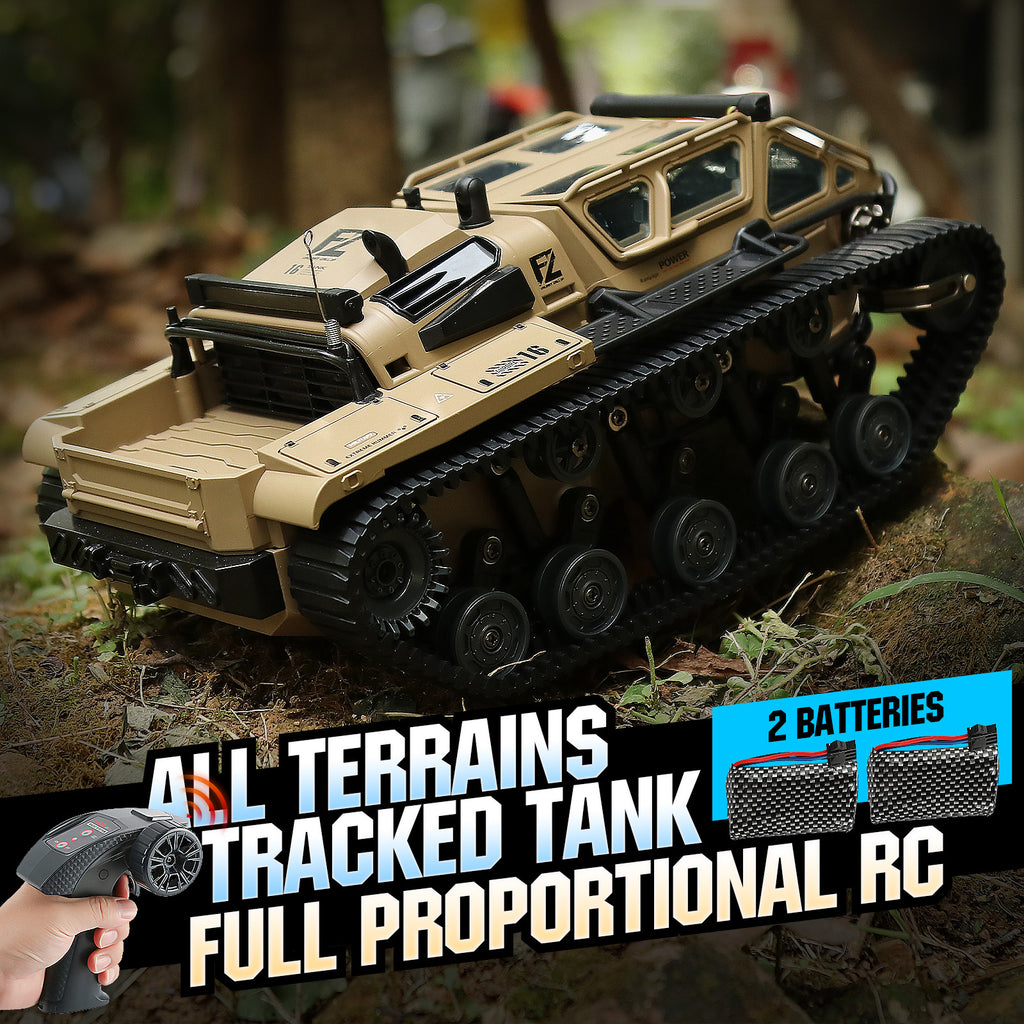 RC Tracked Tank With Full-Proportional Remote Control Car Powerful Offroad For All Terrains With Led Lights And Alloy Door Open Model Military War Car Vehicle Gift For Kids With 2 Batteries