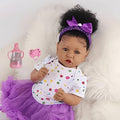 DAYOFF KIDS Reborn Baby Dolls, 21.5 Inch Reborn Doll, Vinyl Black Doll, Beautiful Pupils, African American Full Set Curly Hair Doll for Age 3 & Up -Hand-made Dolls, Hand-painted Paintings, Artworks And Collectibles Can Be Used As Holiday Gifts