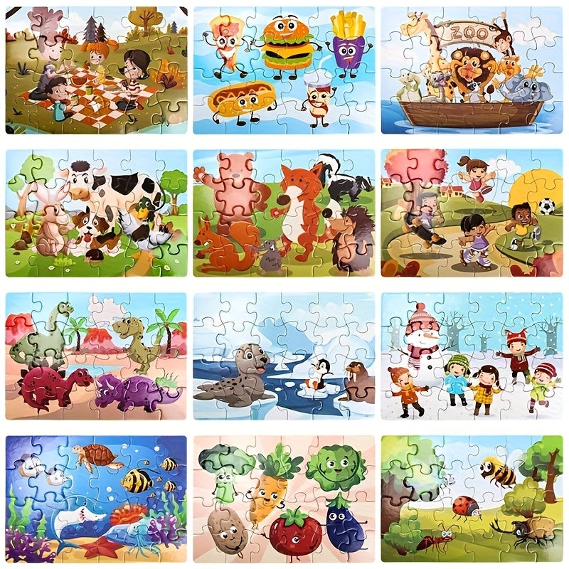 Puzzles For Kids Ages 3+, 12 Boxes Puzzles For Kids Ages 3+ - Puzzles For Boys And Girls Ages 3+ - Toy Gift Activities, 12 Different Theme Puzzles, Halloween And Christmas Gifts For Children