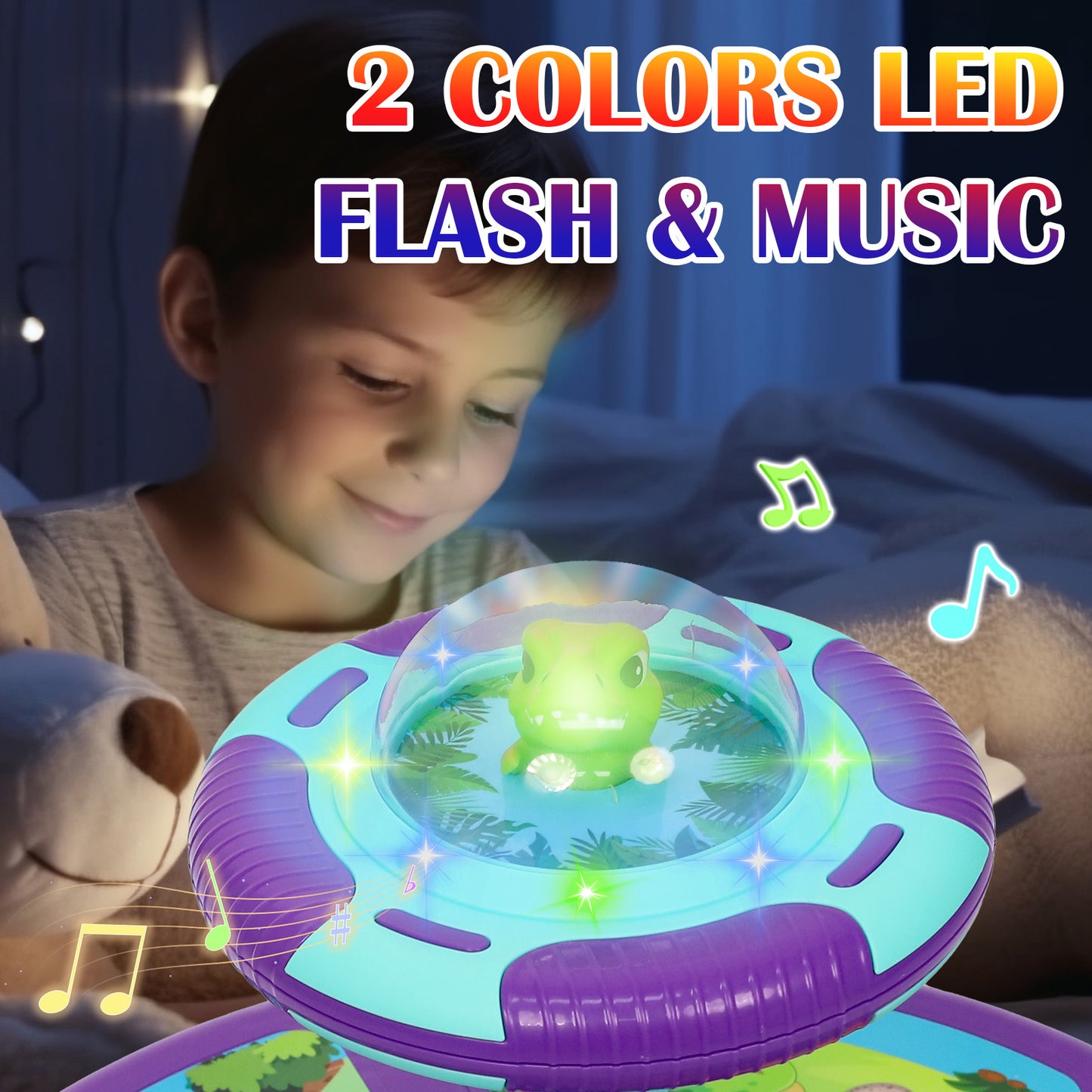 Dinosaur Sit And Spin Toy For Toddlers Girls Ages 18M+, Birthday Gift For Toddler, 360° Spin Seat Indoor Interactive Sensory Toy With Music