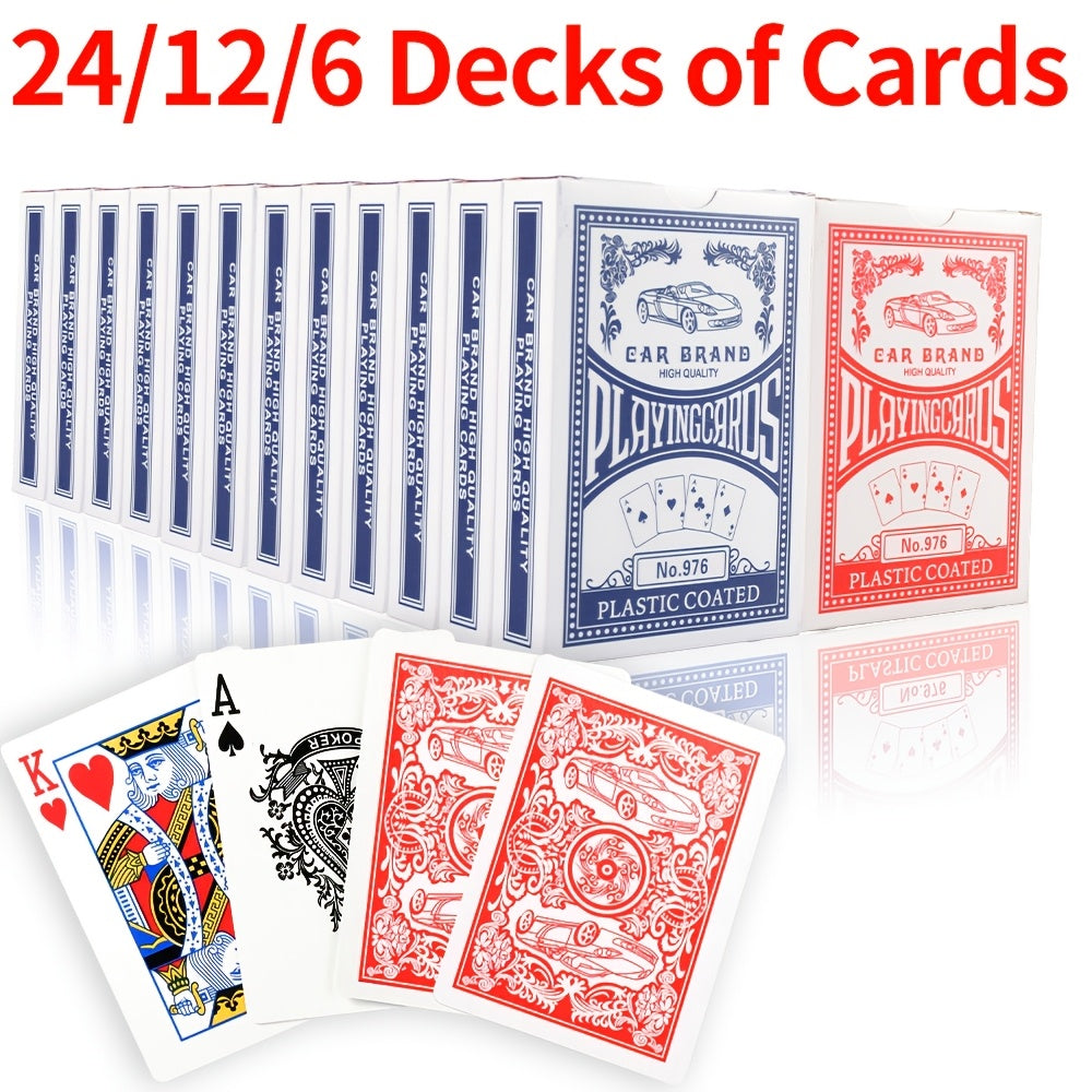 24/12/6 Decks Of Premium Playing Cards - 21 Points, Euchre And Canasta Standard Index, - Standard Size (2.5" X 3.5"), Durable Coated Cardstock In Blue & Red, for Family, Parties, And Christmas Game