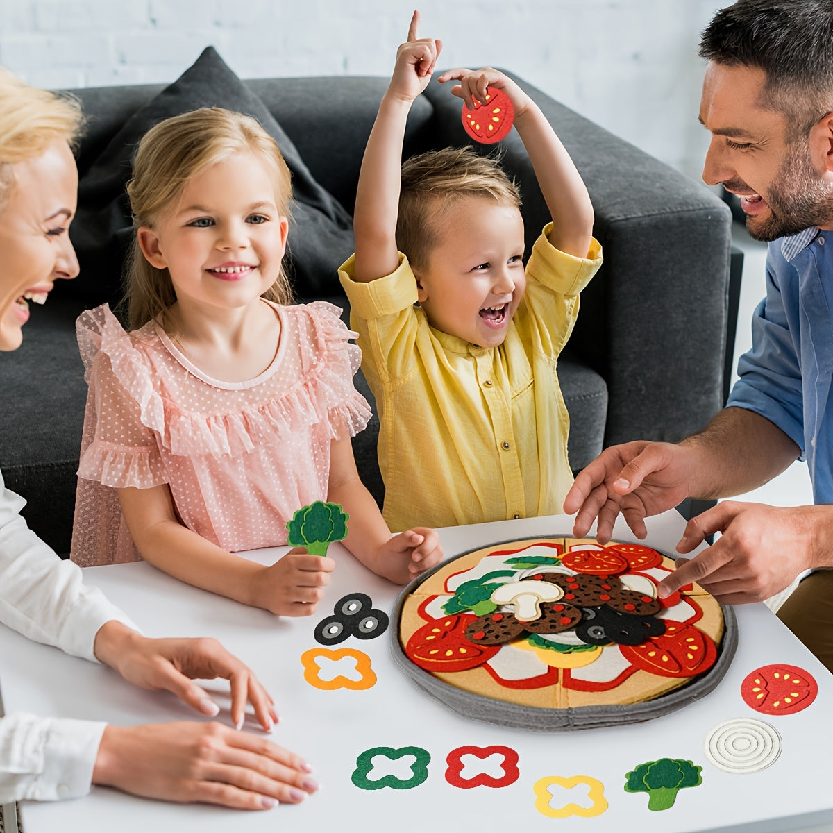 41pcs Youngsters's Pizza Toy Set, Felt Kitchen Pretend Play Food Game, Flannel Vegetable House Game for Parent-Youngsters Interaction, Suitable for Boys and Girls as a Gift