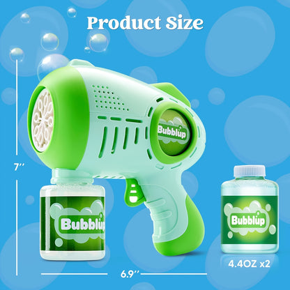 SYNCFUN 2 Packs Bubble Guns with 4 Bottles Solution, 10 Holes Light Up Automatic Bubble Machine Gun for Kids, Adults, Summer Toys, Easter Basket Stuffers, Birthday Gift, Party Favors