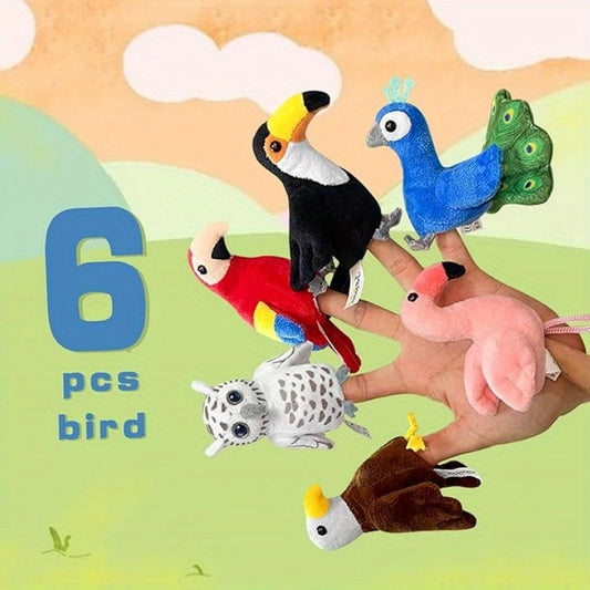 6pcs Bird Finger Puppets Set, Cute Animal Puppet For Role-Playing Mini Hand Puppets Suitable For Kids, Bird Animal Puppets For Storytelling, Realistic Finger Puppet For Toddlers