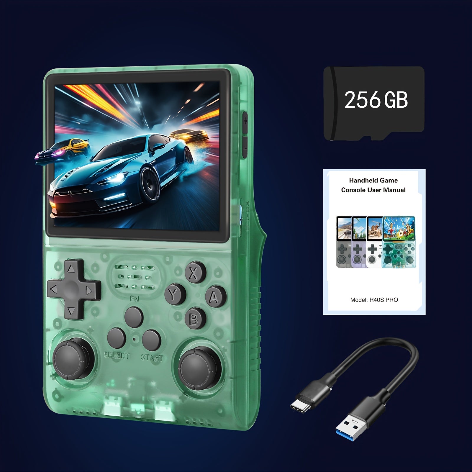 R40S PRO Retro Game Console - 3.5 Inch IPS Screen, 256G Extra Large Memory, Handheld Game Emulator Console Portable Pocket Video Player, Linux System, Travel Essentials, Halloween And Christmas Gifts