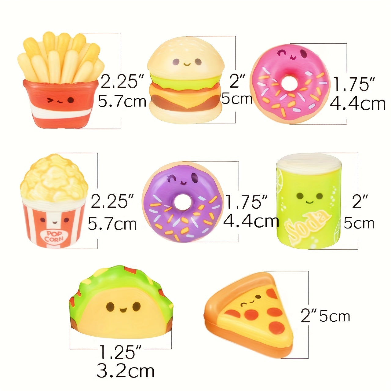 20 Pack  Squishy Fast Food Toys-Slow-Rise(Individually Wrapped)Small Foam Squishies 1.5-2.25" Toys for Kids,  Fidget Toys for Party Favors, Junk Food Goodie Bag Fillers for Kids Birthday Party