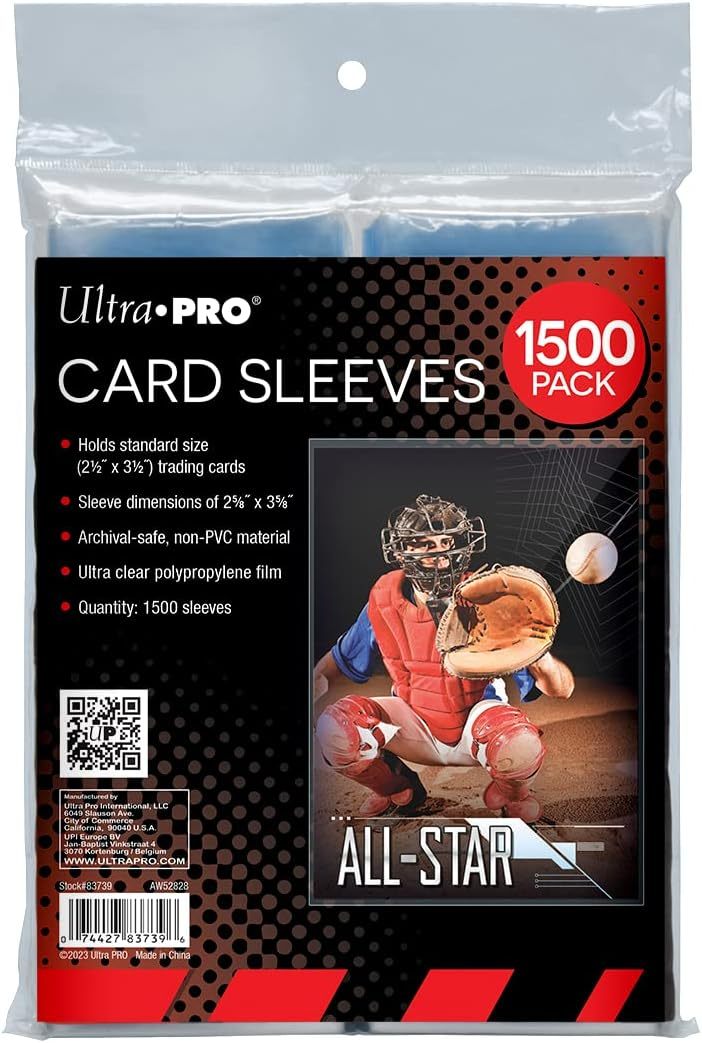 Ultra PRO Sleeves Clear Card Sleeves for Standard Size Trading Cards Measuring 2.5" x 3.5" - 500 x 3 Pack, 1500 Total