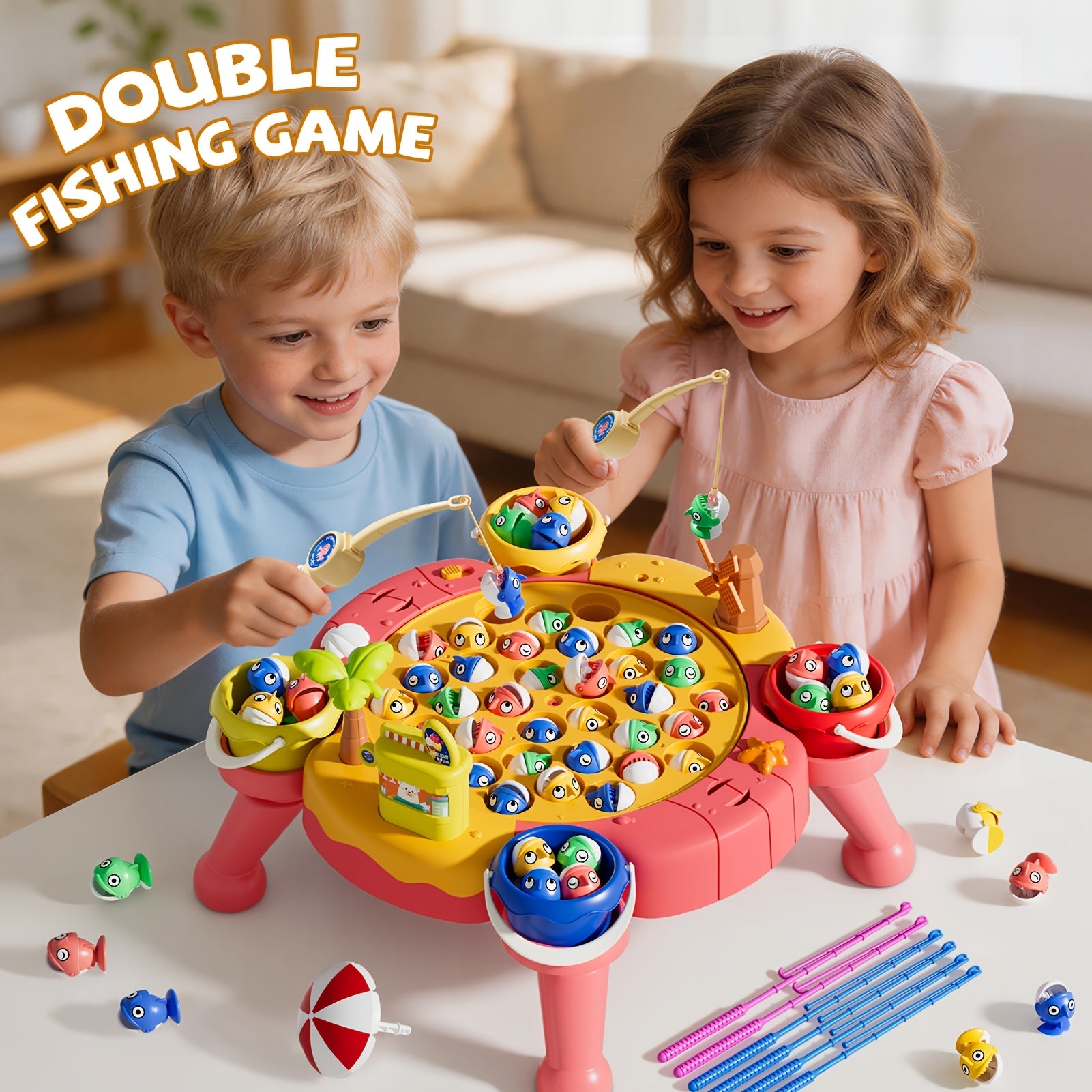 OCEAN 66pcs Magnetic Fishing Game for Kids Toys Boys Ages 3-5 4-6, Magnetic Fishing Toys with Fishing Rods, Birthday Gifts for 3 4 5 6 Year Old Boys Kids, Innovative Toys for Boys 3 to 5 Years 1-8 Players