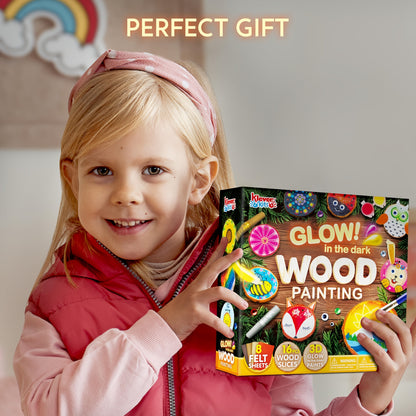[Christmas Gift] Wooden Painting Craft Kit for Kids, Glow In The Dark- Arts And Crafts for Kids Ages 6+, Wood Slices with Art Activity Supplies, Wood Crafts for Boys And Girls Birthday Christmas Gift, Easter Painting