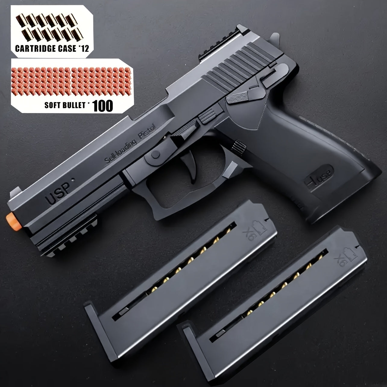 2025 USP Toy Gun Soft Clip Pistol, Continuous Shooting, with 100 Bullets And 2 Magazines, Toy Foam Blaster, Cool Rapid-fire Toy Gun Educational Models, Outdoor Shooting Games, Halloween, Thanksgiving, Christmas, Birthday Gift for Boys Girls0