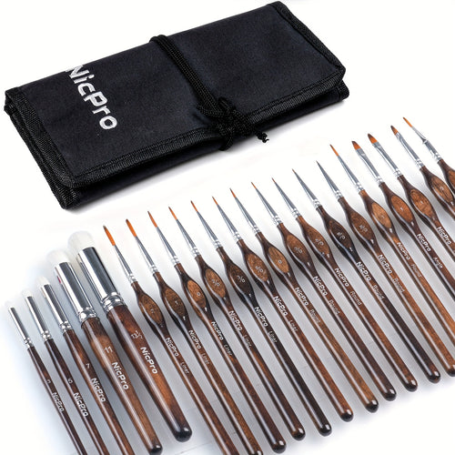 [Miniature Paint Brush Set] Miniature Paint Brush Set - Dry Brush for Acrylic, Oil, Watercolor | Detail Paint Brush with Cloth Roll for Model, Miniature Painting, Paint By Numbers, Craft