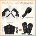 Unisex 4pcs/Set Halloween Adults PU Leather Double Shoulder Cover Cape, Faux Leather Arm Guards Medieval Knight Belt for Cosplays Men&Adult