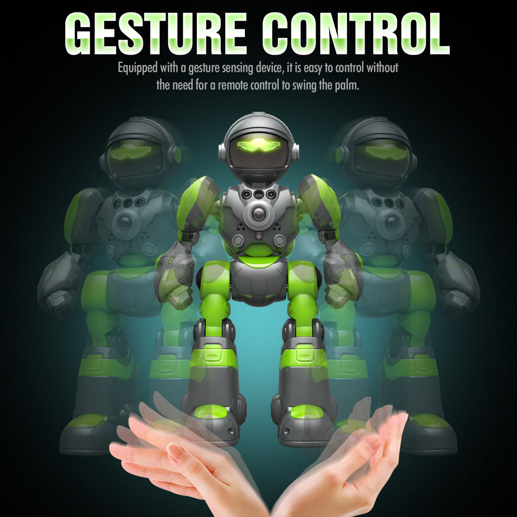 Voice Control Robot Remote Control Robo Toys Infrared RC Robots with Gesture Control LED and Voice Interactive Intelligent Warriors as Gift for Kids