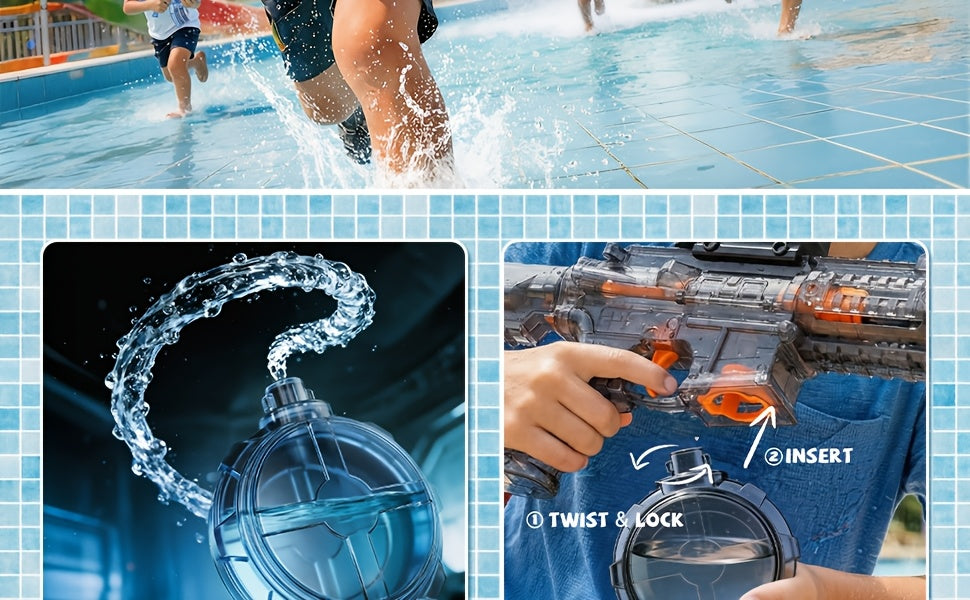 Electric Water Gun for Kids Ages 3-6, Auto Squirt Guns Toys, Large Tank with Sound & Light, Summer Outdoor Pool Beach Party Toys. Birthday Gifts for Boys Girls.