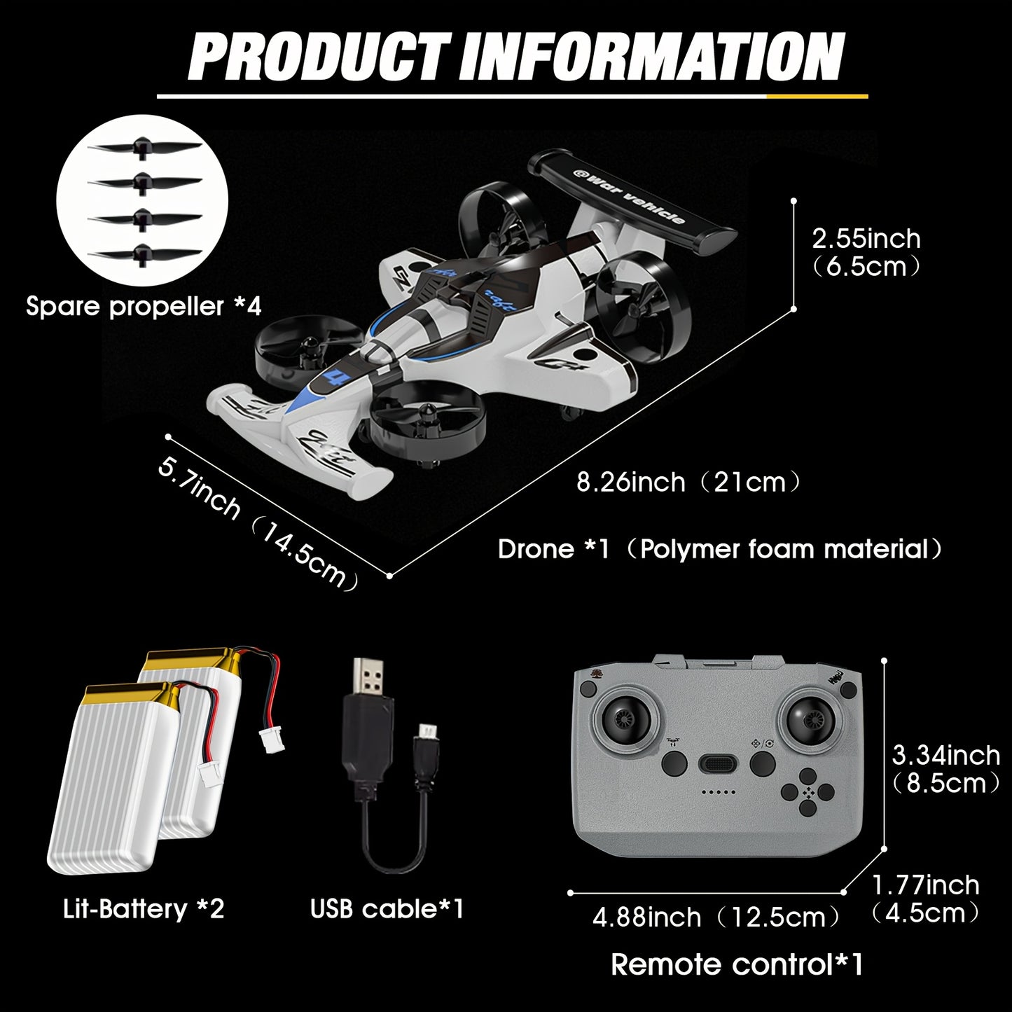 Mini Drone Car Quadcopter Suitable for Both Air & Land, Stable Flight Drone with Collision Avoidance System, Helicopter for Beginners, Racing & Aerial Vehicle Gift for /