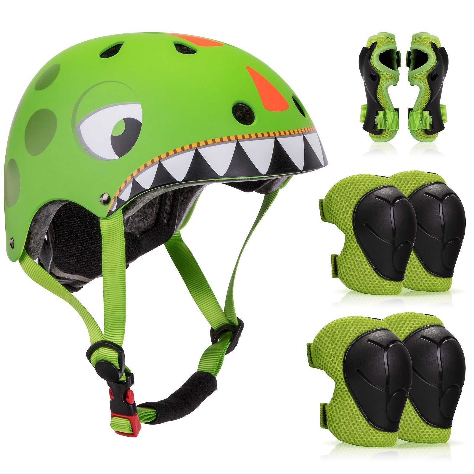 Lightweight Helmets for Children Aged 5 And Above, Suitable for Boys And Girls, Including Protective Gear for Various Sports. This Set Features a Bike Helmet Along with Knee And Elbow Pads for Safety While Cycling