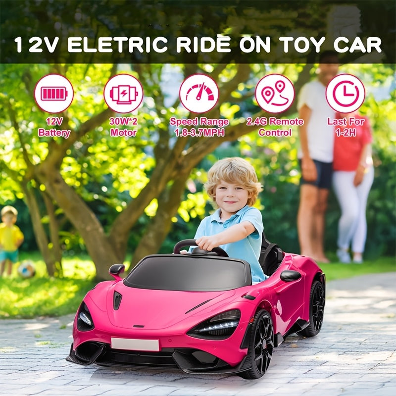 Kids Ride On Toy Car 12V Battery Powered Electric Vehicle, Ride On Toy for Children Christmas Gifts, with Hydraulic Doors, Parent Remote Control, LED Lights, MP3 Player, Smooth Start, 3 Speeds