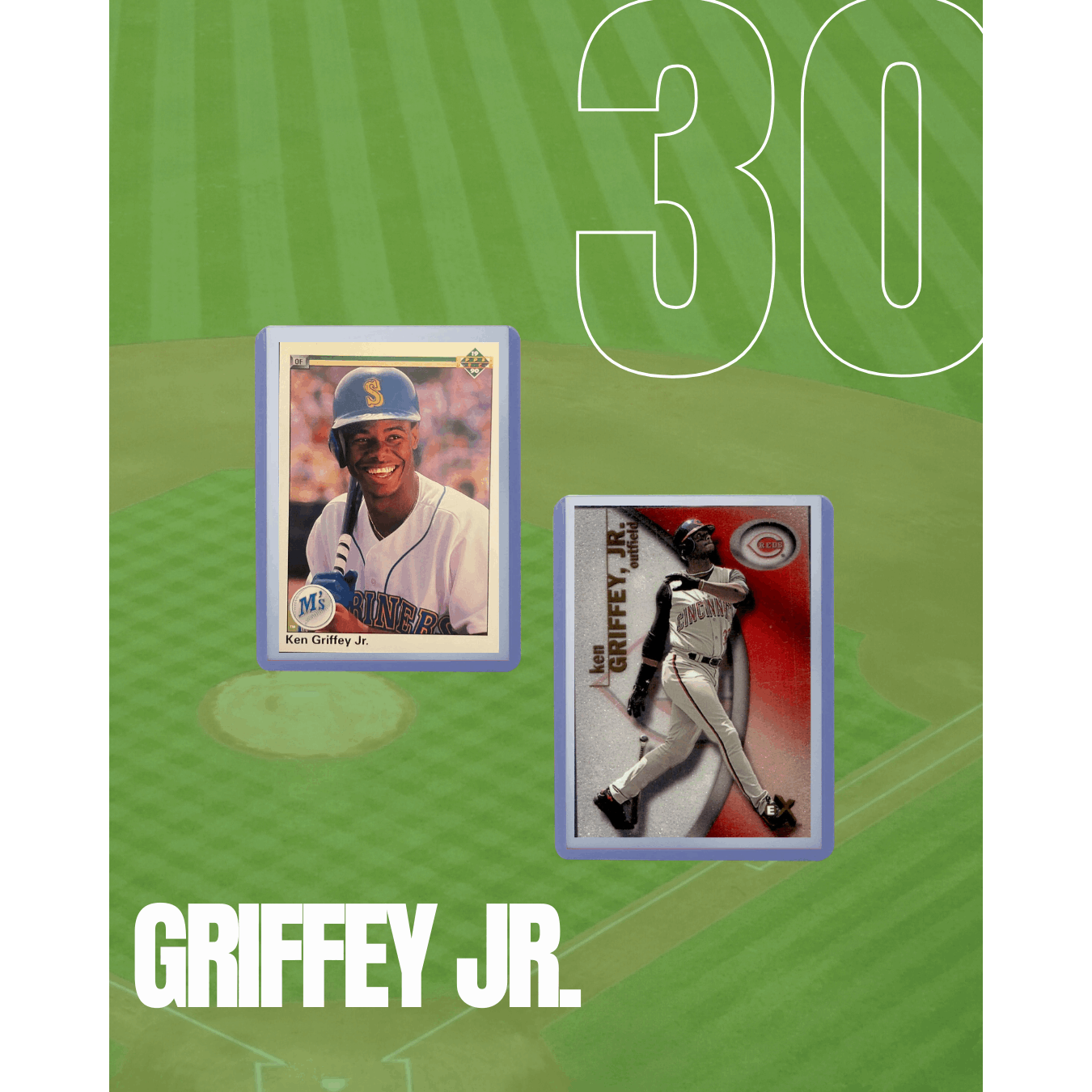 Ken Griffey Jr. Baseball Cards (5) ASSORTED MLB baseball Trading Cards - Perfect for any collector or gift