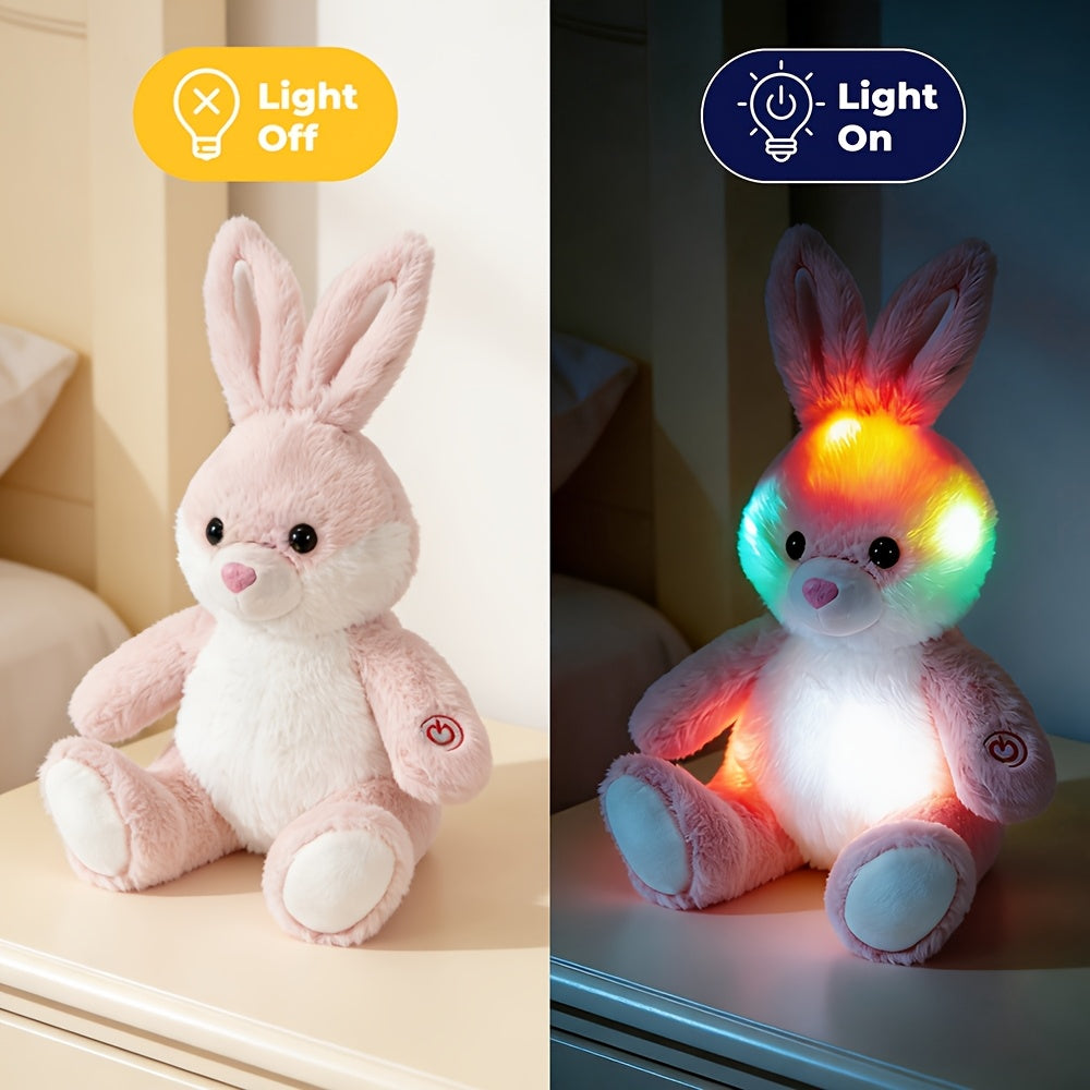 8/12 Inch Light Up Rabbit Stuffed Animals, Kawaii Bunny Plush Toy W/ LED Light, Hugging Toy Gift for Kids Children Christmas Birthday Gift Boys Girls Home Decor, Mother's Day, Valentine's Day, Holiday Perfect Present for Bunny Enthusiasts Easter Hare