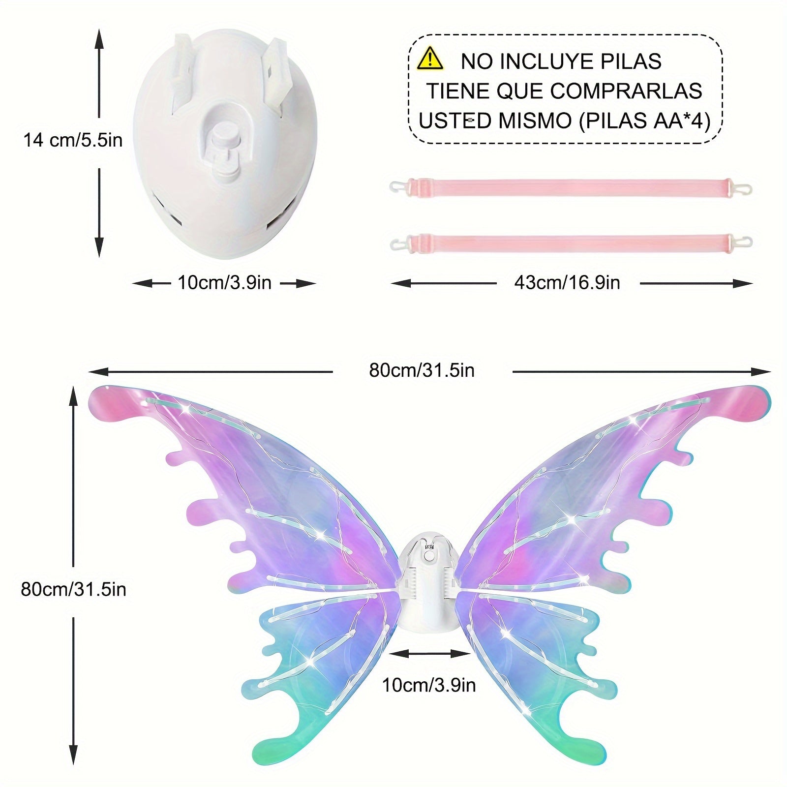 Fairy Wings LED Butterfly Wings, USB Rechargeable LED Fairy Wings