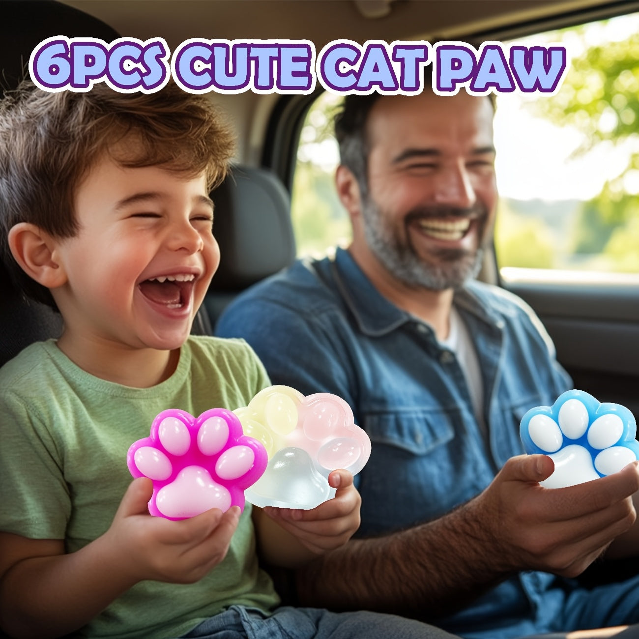 6pcs Colourful Taba Squishy Paw Sticky Squeeze Cat Paw, Handmade Soft Sticky Toys, Cute Fufu Squishy Fidget Toys for Kids Adults(1 Blue&Purple&Pink&White And 2 Colorful Paws)Multi-Item Party Favor Packs for Christmas Easter Halloween Valentine's Day
