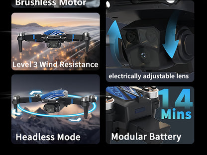[Foldable RC Quadcopter] Drone With 2 Cameras For Beginners Adults, Drone With LCD Screen 2.8 Inch, Professional Brushless Motor 270° Obstacle Avoidance, Altitude Hold 3D Flips 3 Speeds Headless Mode One Key Takeoff/Landing, Foldable RC Quadcopter Support