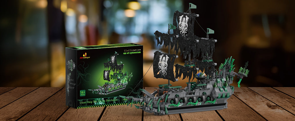 Toys for Constructing Pirate Ships Featuring Lights, The Flying Dutchman Ghost Ship Model 40001, Perfect for Halloween And Christmas Gift Sets